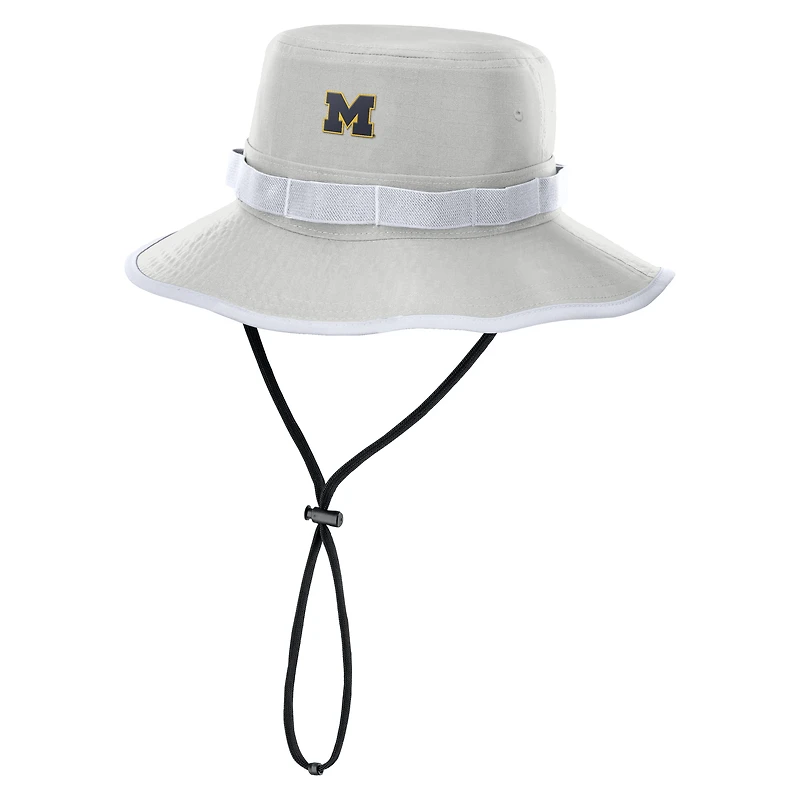 Men's Nike Gray Michigan Wolverines 2025 Sideline Apex Boonie Performance Bucket Hat