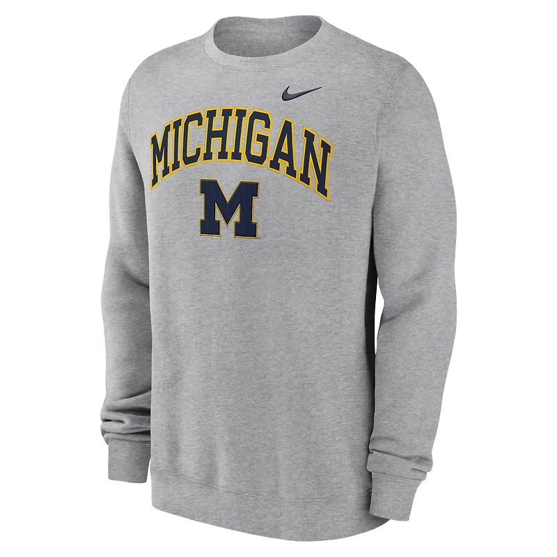 Men's Nike Gray Michigan Wolverines Arch Pullover Sweatshirt