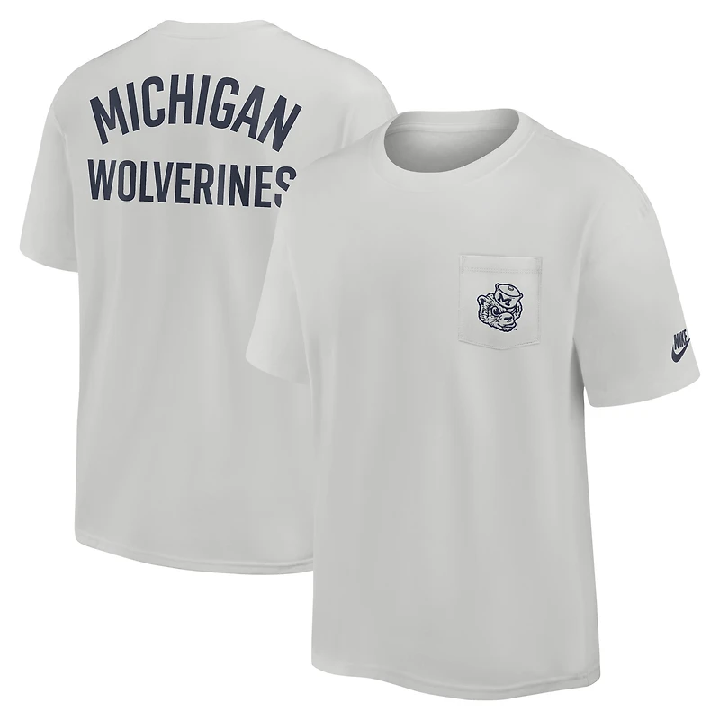 T-shirt Nike Michigan Wolverines Legacy 2-Hit Max90 gris pour homme