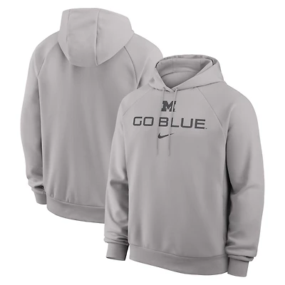 Men's Nike Gray Michigan Wolverines Premium Performance Raglan Dri-FIT Hoodie