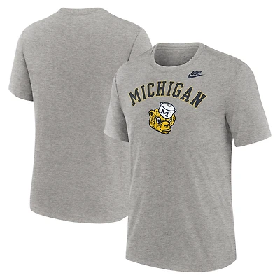 T-shirt Nike gris chiné Michigan Wolverines Legacy Arch Tri-Blend pour homme