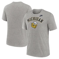 T-shirt Nike gris chiné Michigan Wolverines Legacy Arch Tri-Blend pour homme