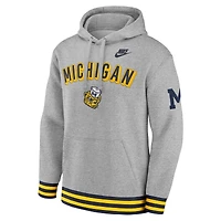 Men's Nike Heather Gray Michigan Wolverines Legacy Retro Pullover Hoodie