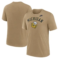 Men's Nike Heather Light Brown Michigan Wolverines Legacy Arch Tri-Blend T-Shirt