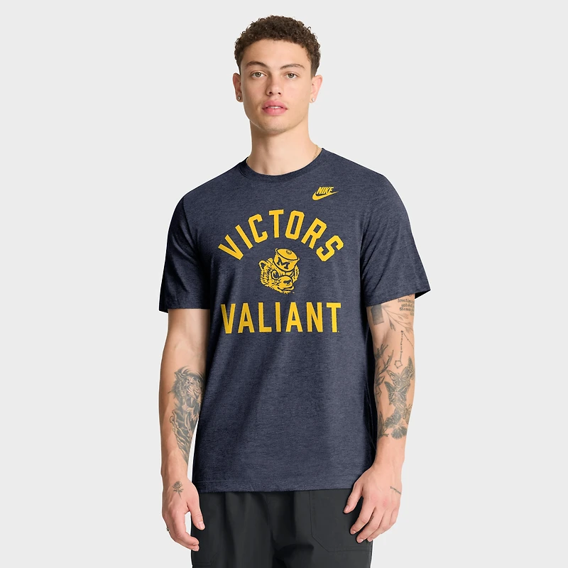 T-shirt Nike pour homme, bleu marine chiné, Michigan Wolverines Legacy Mantra Tri-Blend