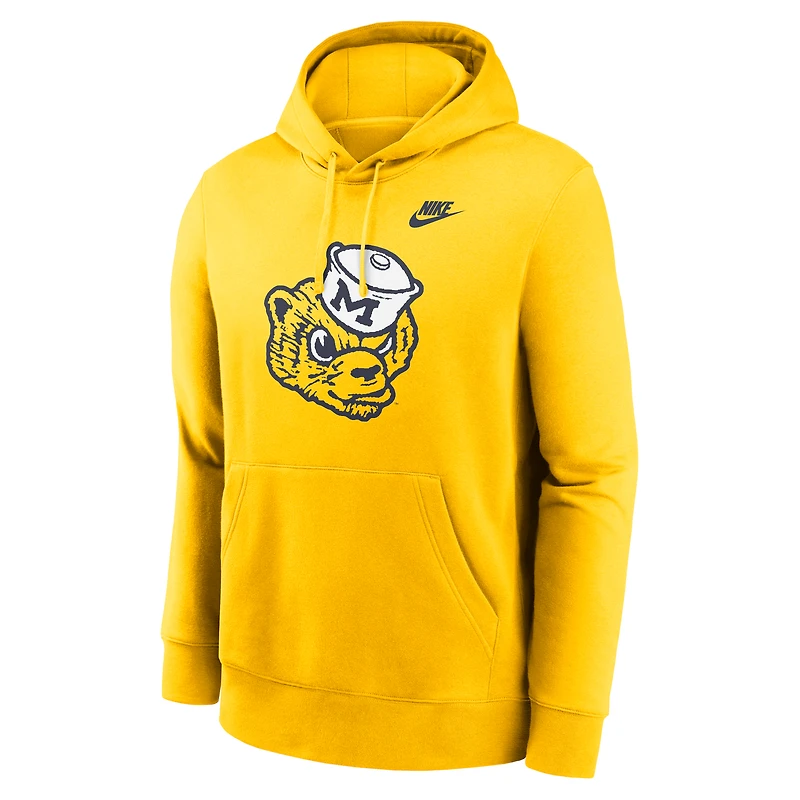 Sweat à capuche en polaire blanc Nike Michigan Wolverines Legacy Logo Club pour homme