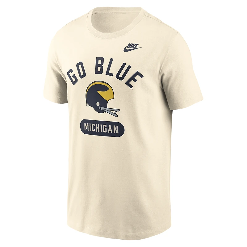 Men's Nike Natural Michigan Wolverines Legacy Arch Helmet T-Shirt