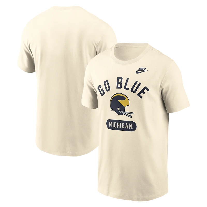 Men's Nike Natural Michigan Wolverines Legacy Arch Helmet T-Shirt