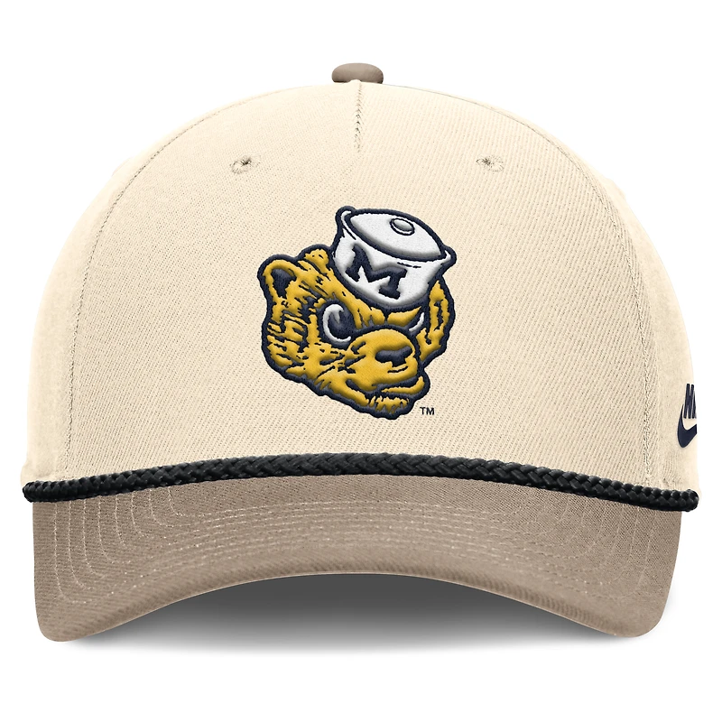 Men's Nike Natural Michigan Wolverines Rise Legacy Throwback Logo Adjustable Hat