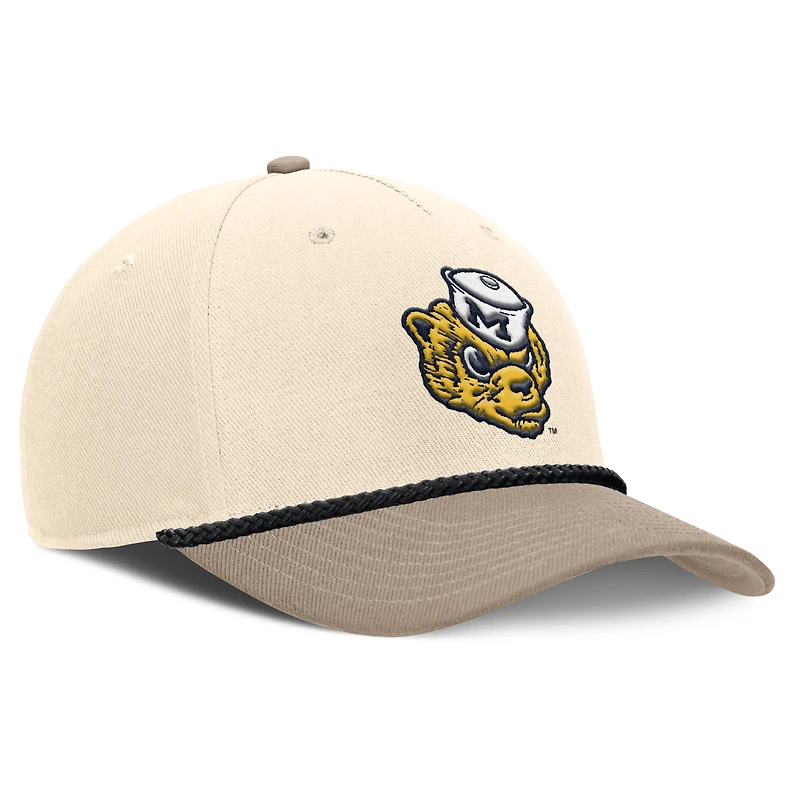 Men's Nike Natural Michigan Wolverines Rise Legacy Throwback Logo Adjustable Hat