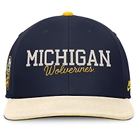 Casquette Nike Michigan Wolverines Pro Legacy Snapback bleu marine/crème pour homme