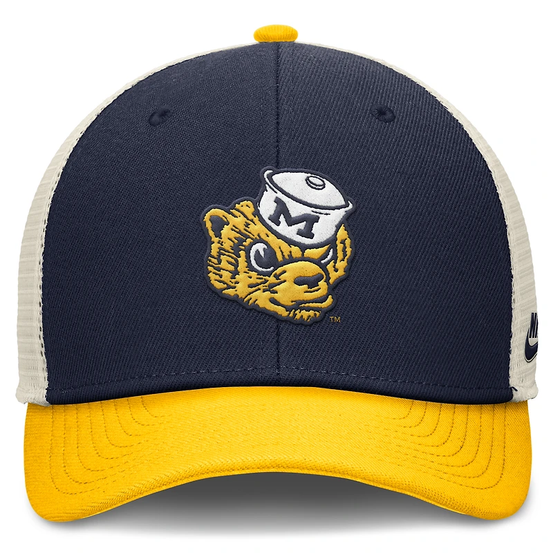 Casquette ajustable Nike Performance Rise pour homme, bleu marine/maïs, Michigan Wolverines