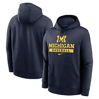 Men's Nike  Navy Michigan Wolverines Baseball Stack Club Fleece Pullover Hoodie