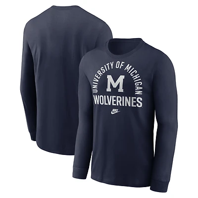 T-shirt à manches longues Nike bleu marine Michigan Wolverines Legacy Arched Logo pour homme