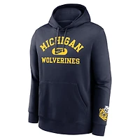 Sweat à capuche Nike Michigan Wolverines Legacy Foundational Two-Hit Club Performance bleu marine pour homme