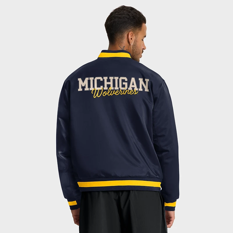 Men's Nike Navy Michigan Wolverines Legacy Full-Snap Bomber Jacket