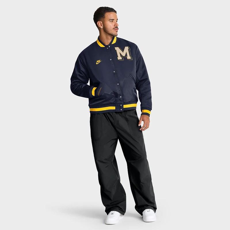 Men's Nike Navy Michigan Wolverines Legacy Full-Snap Bomber Jacket