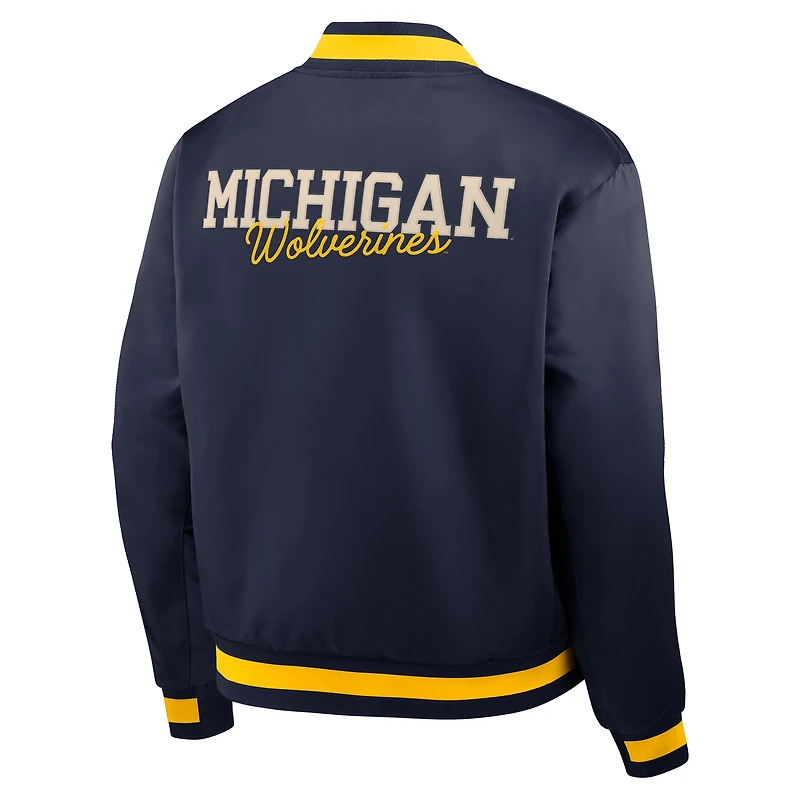 Men's Nike Navy Michigan Wolverines Legacy Full-Snap Bomber Jacket