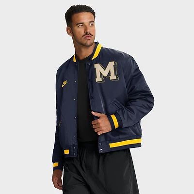 Men's Nike Navy Michigan Wolverines Legacy Full-Snap Bomber Jacket