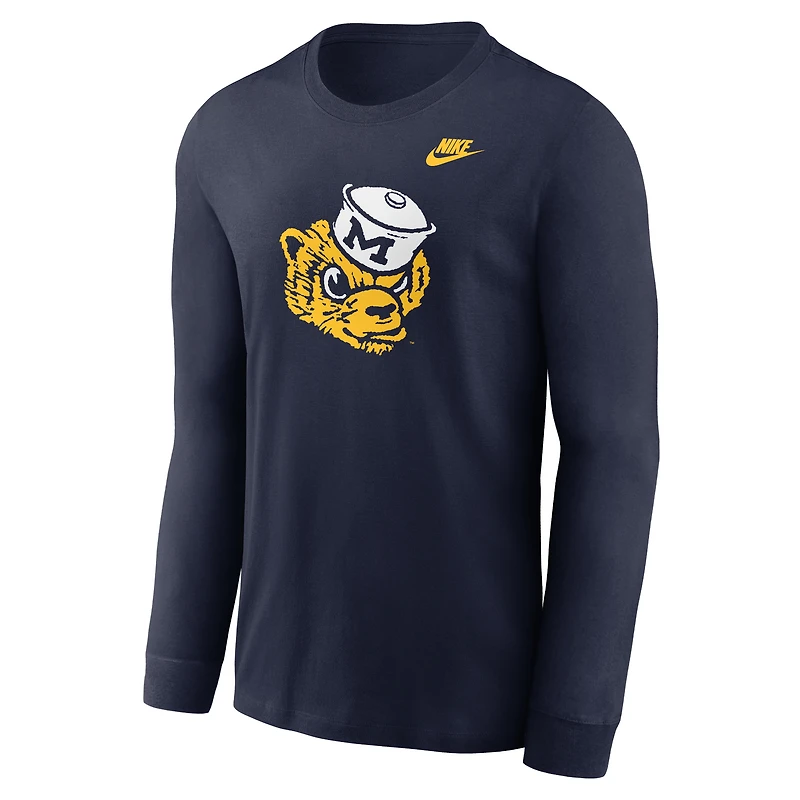 Men's Nike White Michigan Wolverines Legacy Primary Logo Long Sleeve T-Shirt