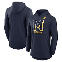 Men's Nike Navy Michigan Wolverines Legacy Tri-Blend Dri-FIT Long Sleeve Hoodie T-Shirt