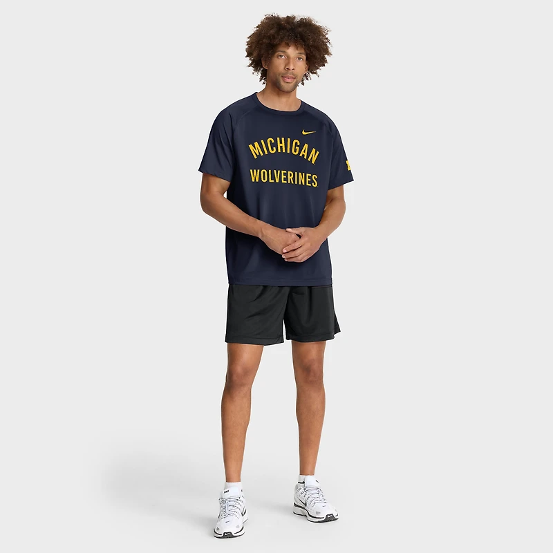 T-shirt Nike bleu marine Michigan Wolverines Performance Ready Raglan Dri-FIT pour homme