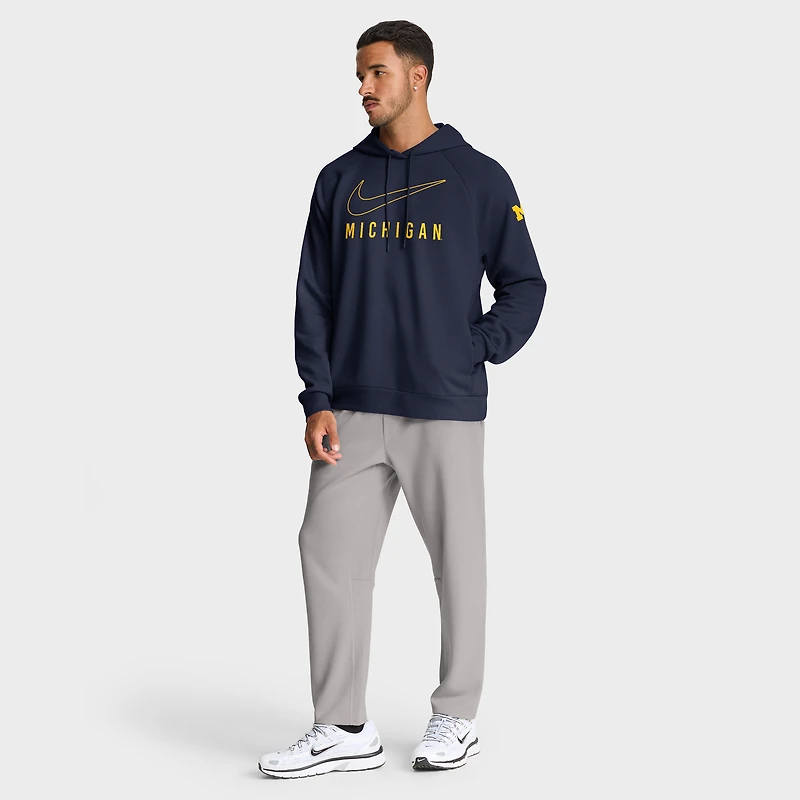 Sweat à capuche Nike Michigan Wolverines Premium Raglan Dri-FIT bleu marine pour homme