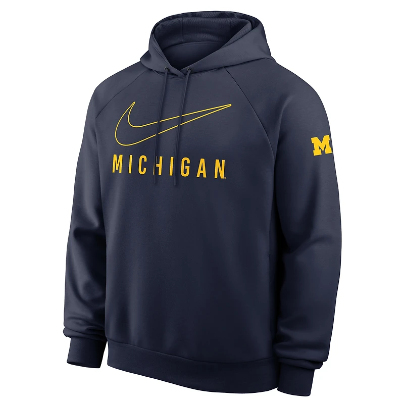 Sweat à capuche Nike Michigan Wolverines Premium Raglan Dri-FIT bleu marine pour homme