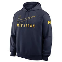 Sweat à capuche Nike Michigan Wolverines Premium Raglan Dri-FIT bleu marine pour homme
