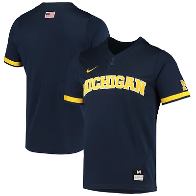 Maillot de baseball réplique à 2 boutons Nike pour homme, bleu marine, Michigan Wolverines