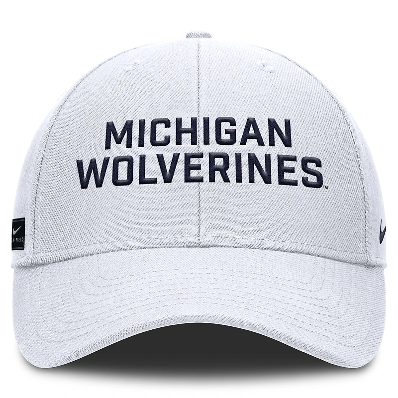 Men's Nike White Michigan Wolverines 2025 Sideline Rise Practice Adjustable Hat