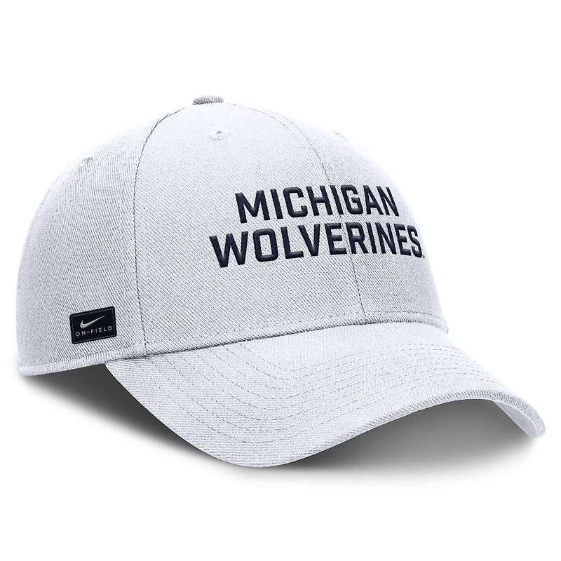 Men's Nike White Michigan Wolverines 2025 Sideline Rise Practice Adjustable Hat