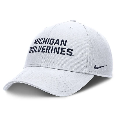 Men's Nike White Michigan Wolverines 2025 Sideline Rise Practice Adjustable Hat