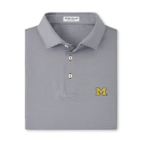 Men's Peter Millar  Gray/White Michigan Wolverines Jubilee Stripe Stretch Jersey Polo