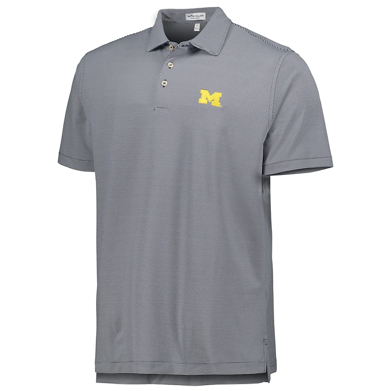 Men's Peter Millar Navy Michigan Wolverines Jubilee Striped Performance Jersey Polo