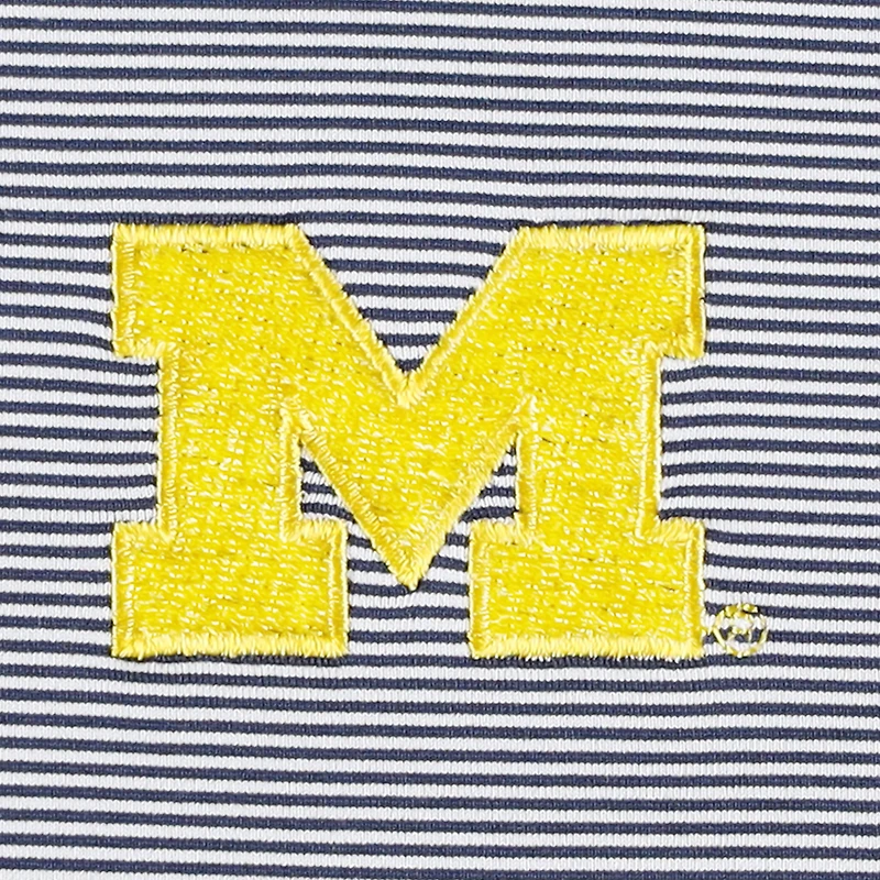 Men's Peter Millar Navy Michigan Wolverines Jubilee Striped Performance Jersey Polo