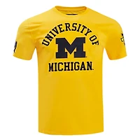 T-shirt classique à logo empilé Pro Standard Maize Michigan Wolverines pour hommes