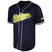 Maillot de baseball réplique à boutons complets en maille Pro Standard Navy Michigan Wolverines pour hommes