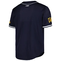 Maillot de baseball réplique à boutons complets en maille Pro Standard Navy Michigan Wolverines pour hommes