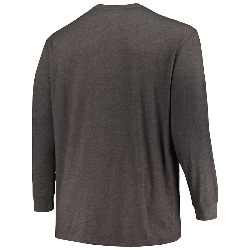 T-shirt à manches longues avec motif Heather Charcoal Michigan Wolverines Big & Tall pour hommes