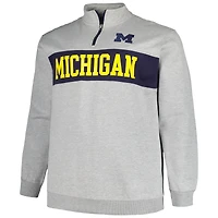 Veste en polaire à quart de zip pour hommes Profile Heather Grey Michigan Wolverines Big & Tall
