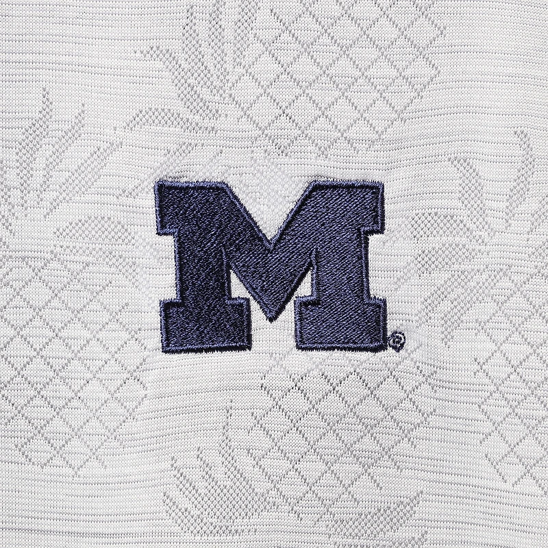 Men's Tommy Bahama Gray Michigan Wolverines Pineapple Palm Coast IslandZone Polo