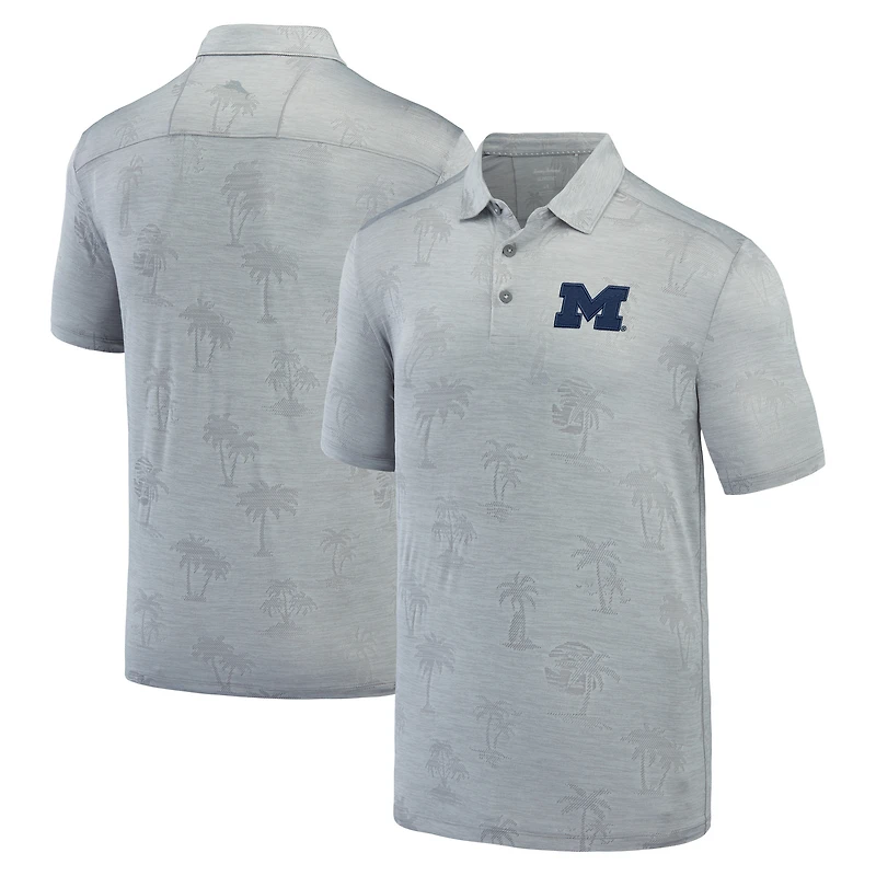 Men's Tommy Bahama Gray Michigan Wolverines Sport Palm Coast Palmera IslandZone Polo