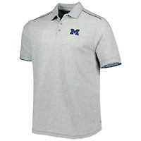Men's Tommy Bahama Heathered Gray Michigan Wolverines IslandZone Tailgater Polo