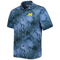 Tommy Bahama Navy Michigan Wolverines Big & Tall Coast Luminescent Fronds IslandZone Chemise de camp boutonnée