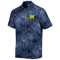 Chemise de camp boutonnée Tommy Bahama Navy Michigan Wolverines Coast luminescent Fronds IslandZone pour hommes