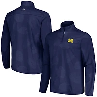 Veste à demi-zip Tommy Bahama Navy Michigan Wolverines Delray Frond IslandZone pour hommes