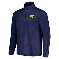 Veste à demi-zip Tommy Bahama Navy Michigan Wolverines Delray Frond IslandZone pour hommes