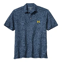 Men's Tommy Bahama  Navy Michigan Wolverines IslandZone Wild Hibiscus Tri-Blend Polo