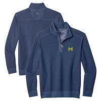 Veste mi-zip Tommy Bahama blanche pour homme, Michigan Wolverines, Montego Bay